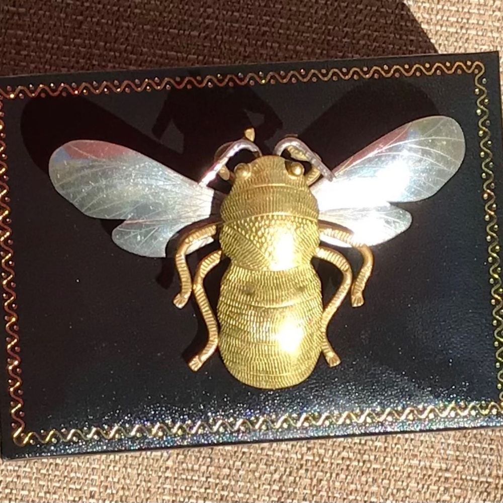 Courtney Peterson Pin Signed Vintage Brass/Sterling Bee Brooch / Pendant - Picture 5 of 5